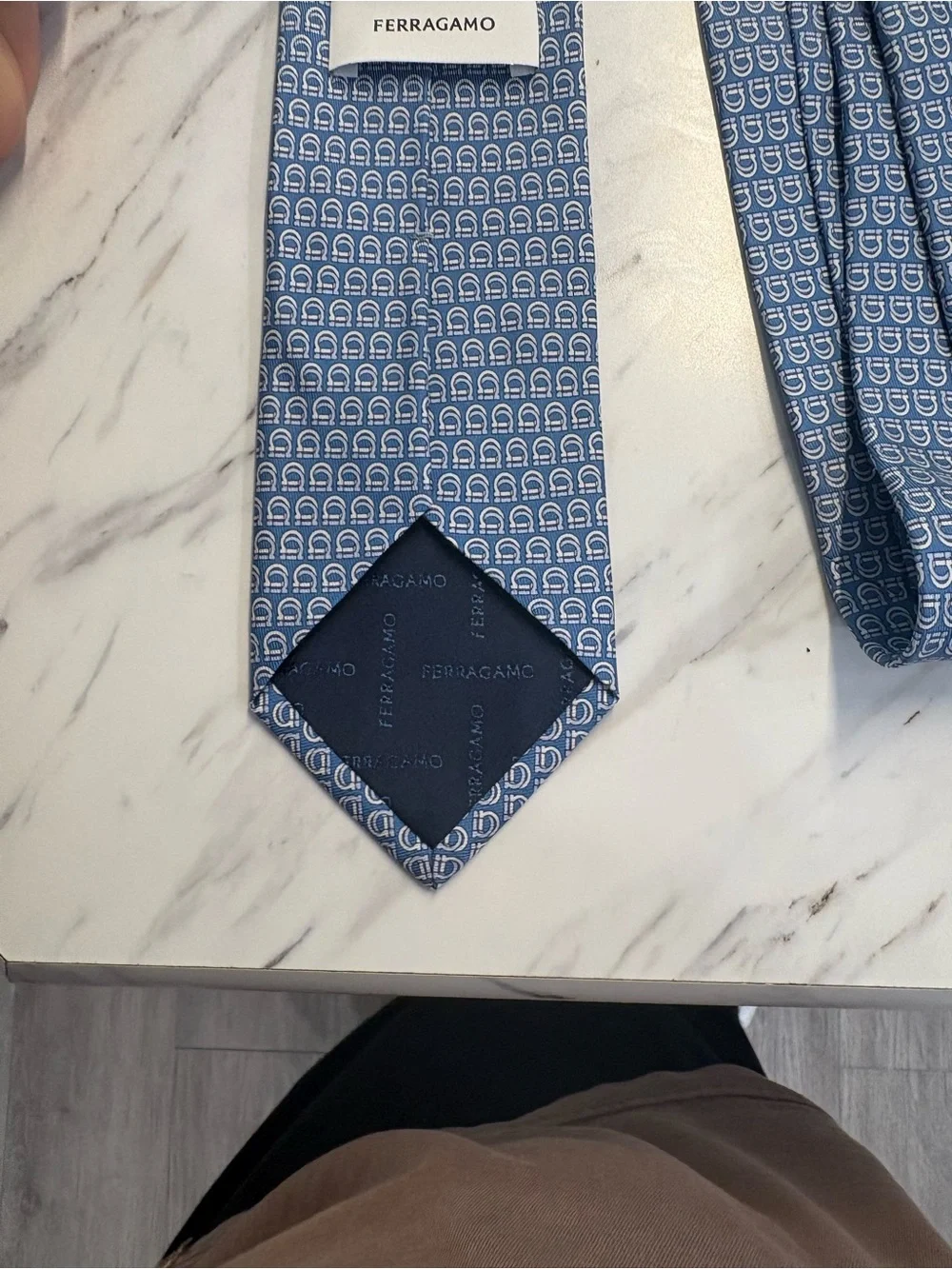 Ferragomo Light Blue Geometric Men's Tie